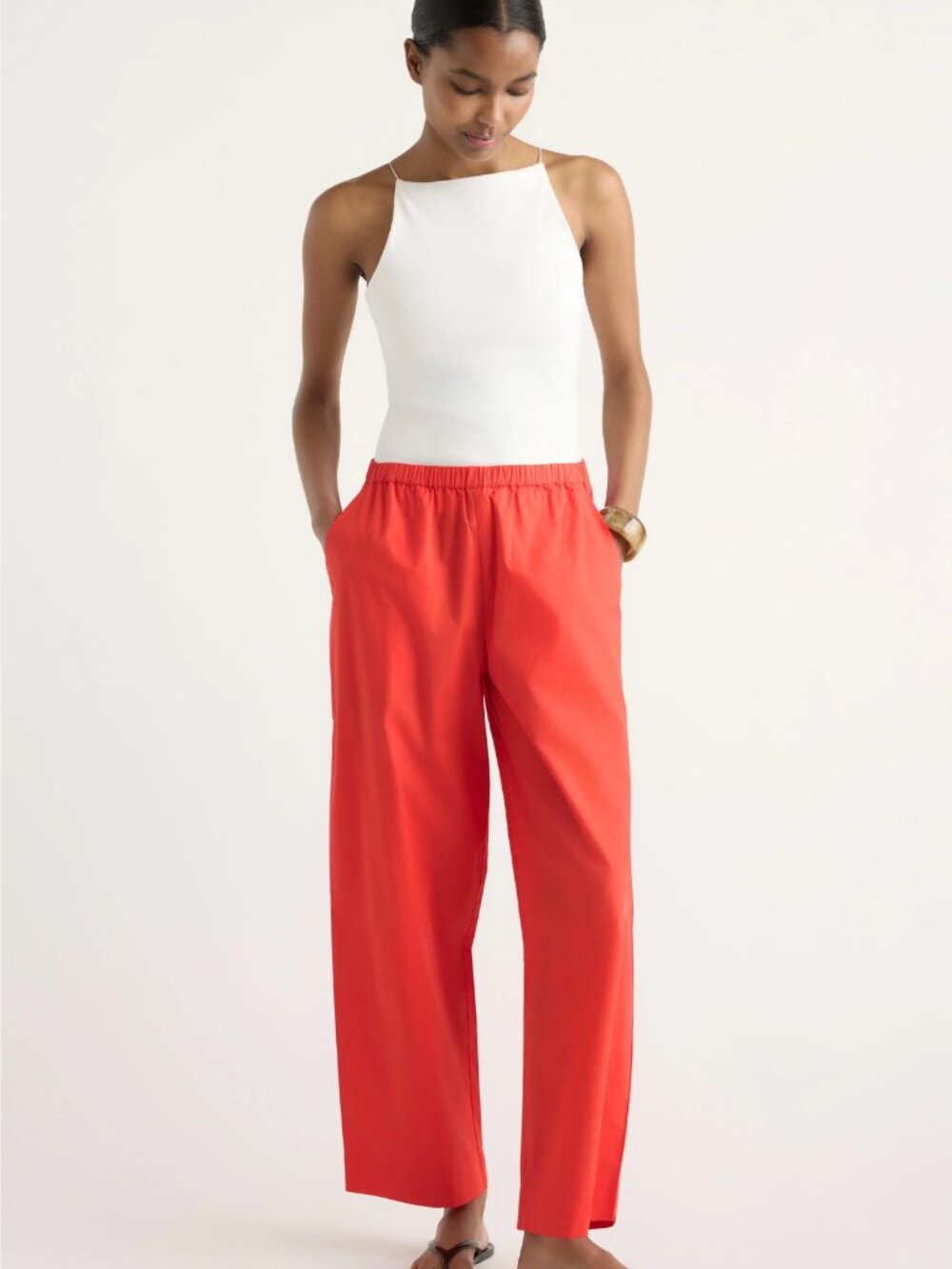 MODERN CITIZEN Peyton Stretch-Waist Organic Cotton Pant RED
